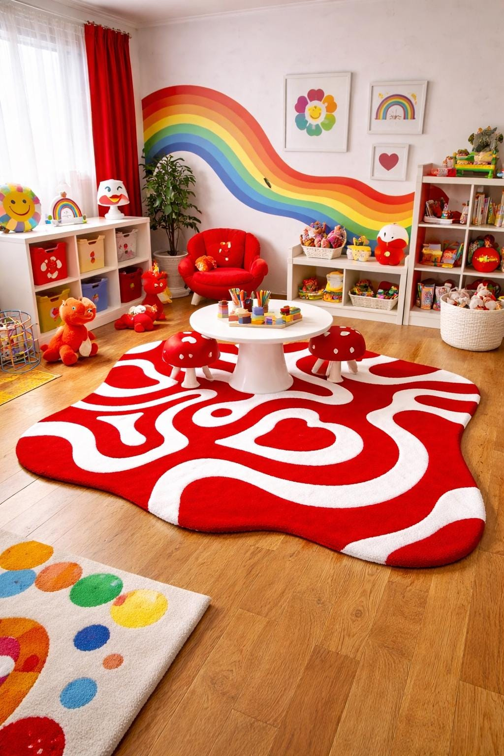 Abstract Earth Tone Freeform Tufted Rug